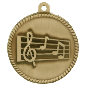 2" High Relief Music Medal with Neck Ribbon