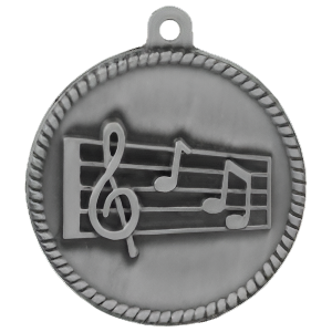 2" High Relief Music Medal with Neck Ribbon