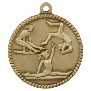 2" High Relief Women's Gymnastics Medal with Neck Ribbon