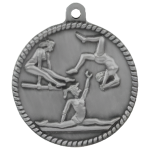 2" High Relief Women's Gymnastics Medal with Neck Ribbon