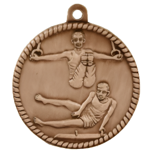 2" High Relief Men's Gymnastics Medal with Neck Ribbon
