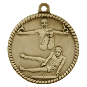 2" High Relief Men's Gymnastics Medal with Neck Ribbon