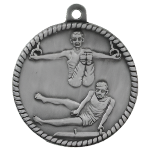 2" High Relief Men's Gymnastics Medal with Neck Ribbon