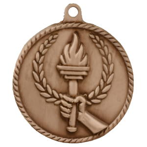 2" High Relief Torch Medal with Neck Ribbon