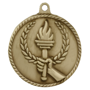 2" High Relief Torch Medal with Neck Ribbon