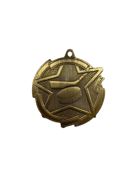 2 3/4" Gold Star Hockey Medal