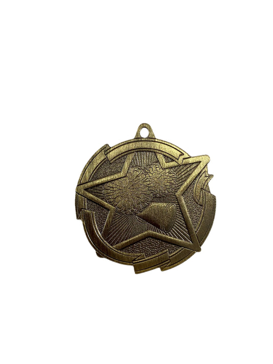2 3/4" Gold Star Cheer Medal