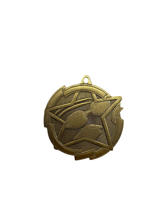 2 3/4" Gold Star Swim Medal