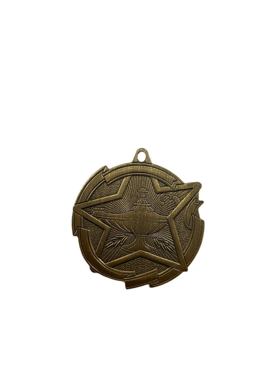 2 3/4" Gold Star Lamp of Knowledge Medal