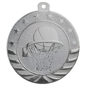 2" Starbrite Basketball Medal with Neck Ribbon