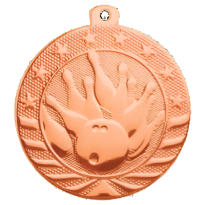 2" Starbrite Bowling Medal with Neck Ribbon
