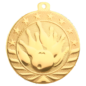 2" Starbrite Bowling Medal with Neck Ribbon