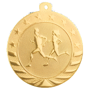 2" Starbrite Cross Country Medal with Neck Ribbon