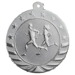 2" Starbrite Cross Country Medal with Neck Ribbon