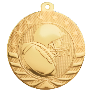 2" Starbrite Football Medal with Neck Ribbon