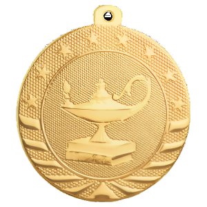 2" Starbrite Lamp of Knowledge Medal with Neck Ribbon