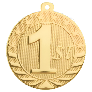 2" Starbrite First Place Gold Medal with Neck Ribbon
