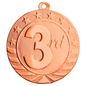 2" Starbrite Third Place Bronze Medal with Neck Ribbon
