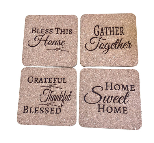 Square Cork Coasters - 4 Pack