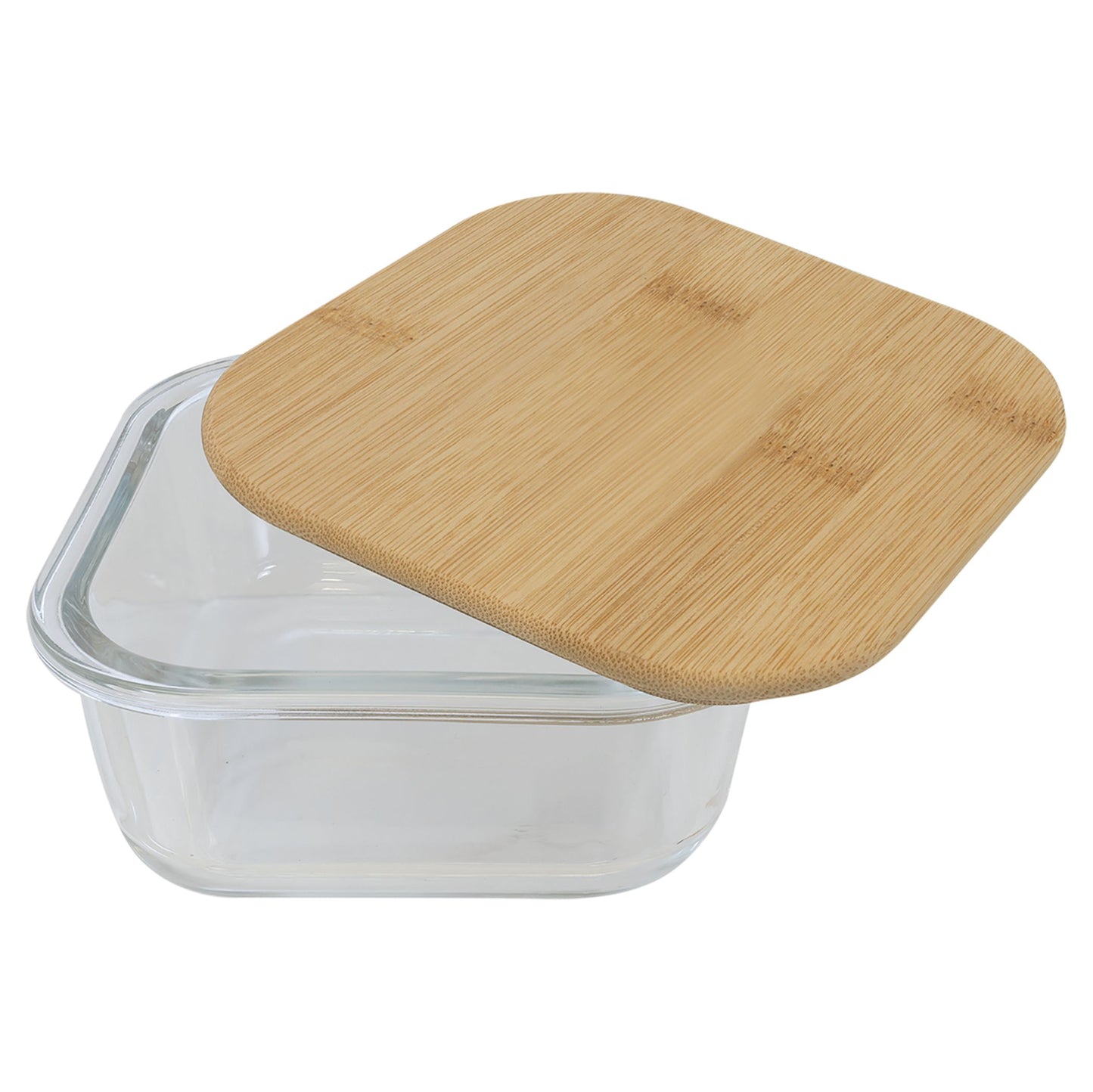 Custom Square Glass Container with Bamboo Lid