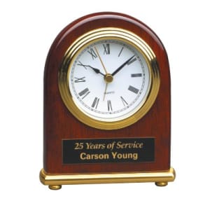 4" x 5" Rosewood Piano Finish Arch Desk Clock