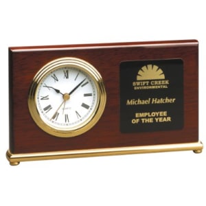 7 1/2" x 4" Rosewood Piano Finish Horizontal Desk Clock